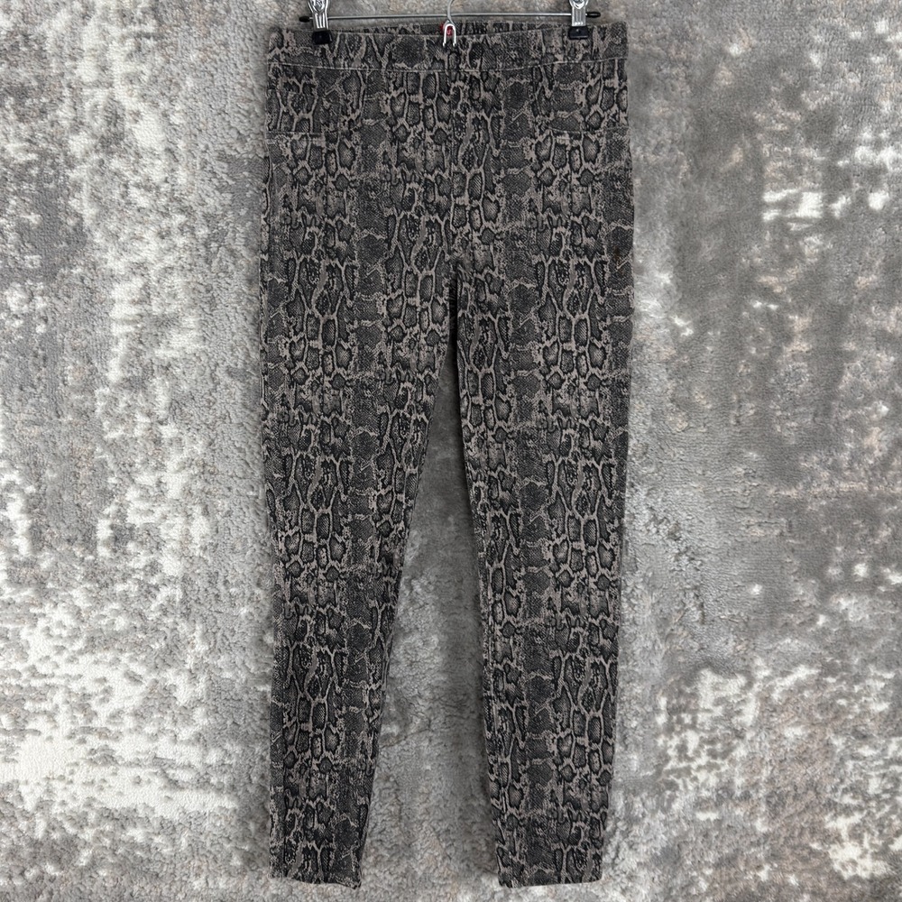 Spanx Size L‎ Casual Snakeskin Print Stretch Leggings Pants Gray Black Pull On
